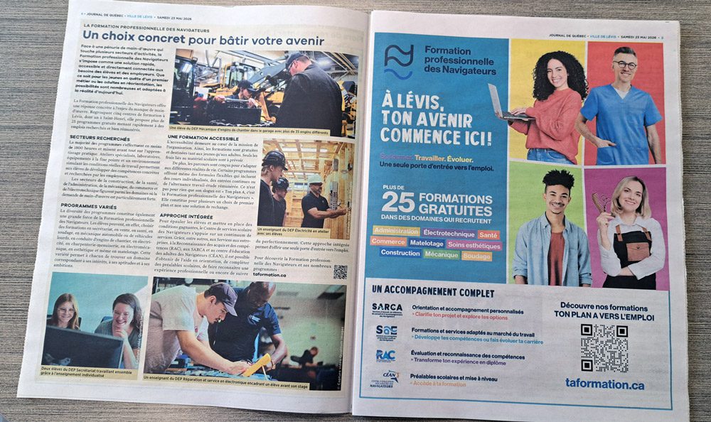 Cahier Lévis 2026 - Journal de Québec - Formation professionnelle des Navigateurs - Formation professionnelle des Navigateurs Cahier Lévis 2026 - Journal de Québec - Formation professionnelle des Navigateurs